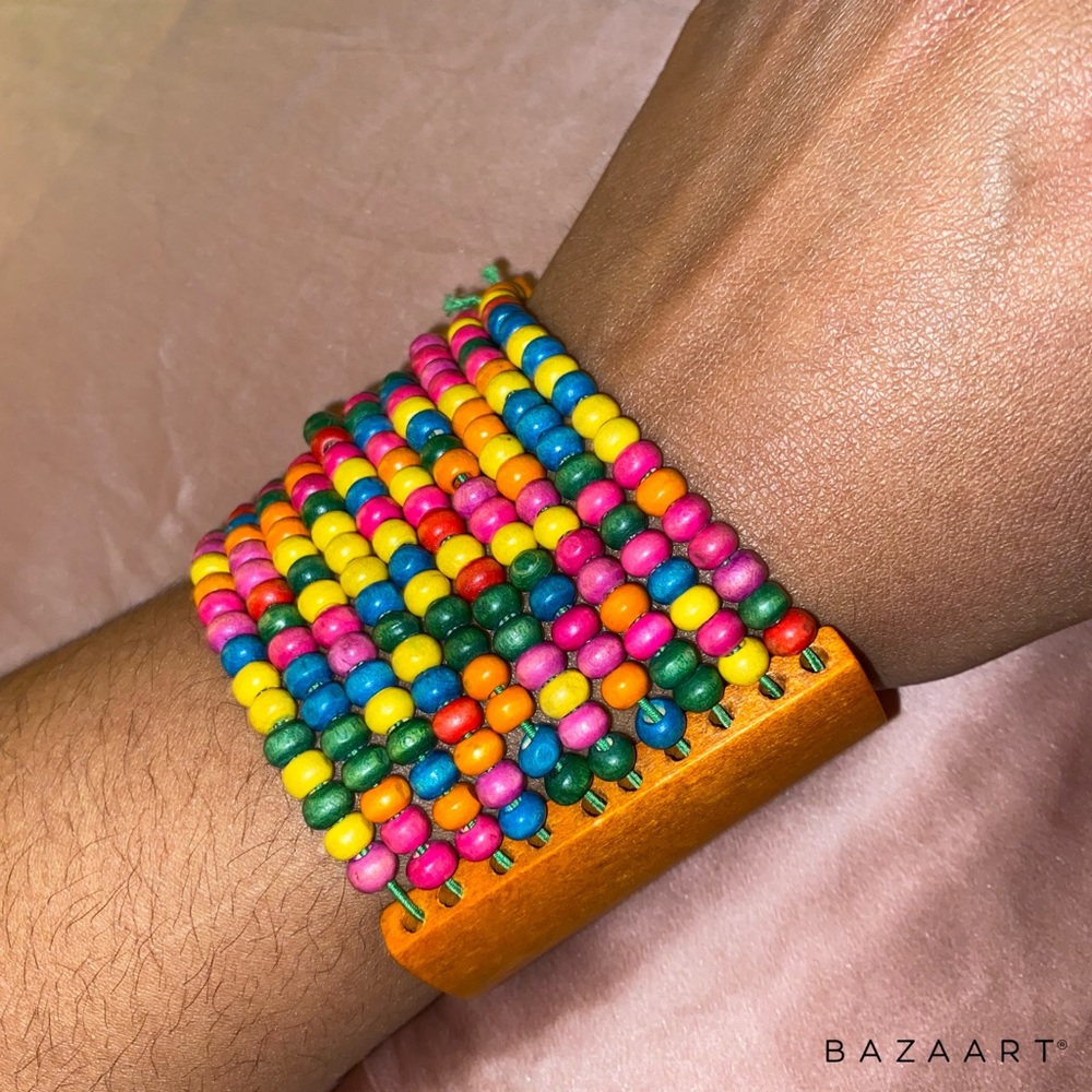 Rainbow Beaded Statement Bacelet